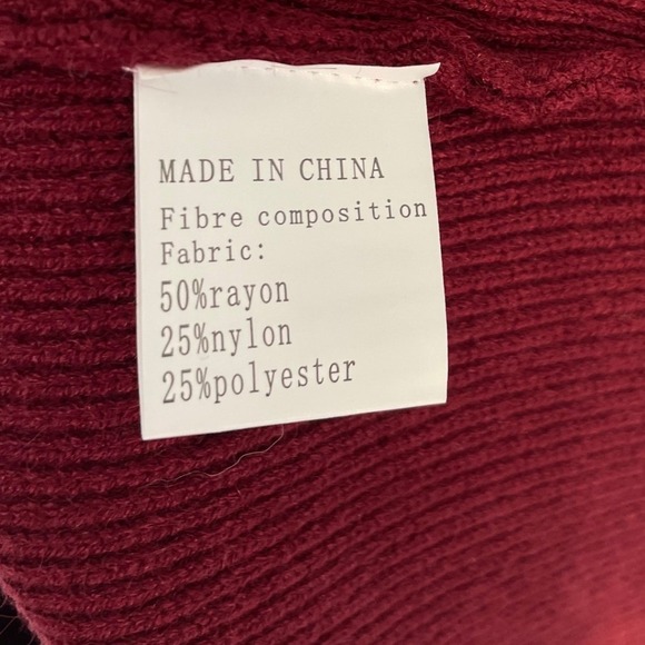 ZESICA Wrap Sweater Dress Women XL Burgundy New Ribbed Batwing V-Neck Mini Tie - Picture 9 of 11